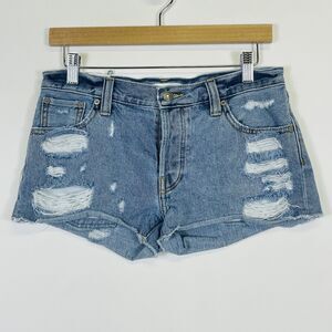 Talula Aritzia Distressed Destroyed Cut‎ Off Denim Button Fly Shorts Womens 26